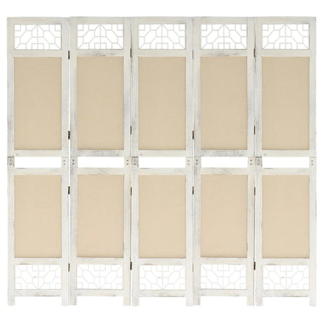 6-Panel Room Divider Cream Fabric