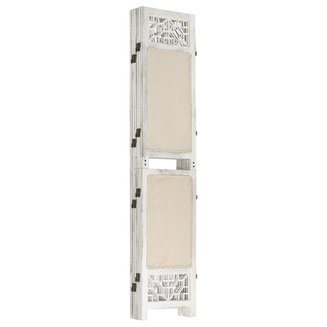 6-Panel Room Divider Cream Fabric