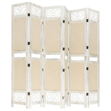 6-Panel Room Divider Cream Fabric