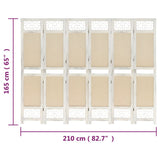 6-Panel Room Divider Cream Fabric