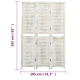 3-Panel Room Divider Antique White Wood