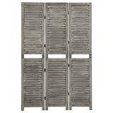 3-Panel Room Divider Grey Solid Wood