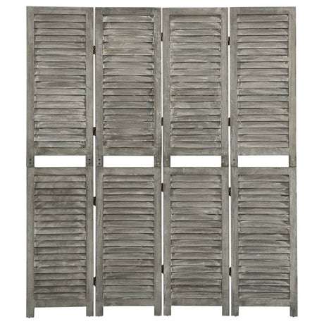 3-Panel Room Divider Grey Solid Wood