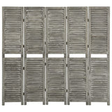 3-Panel Room Divider Grey Solid Wood