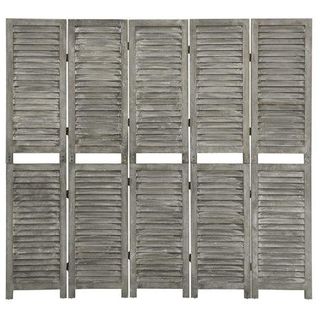 3-Panel Room Divider Grey Solid Wood