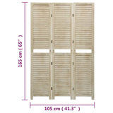 3-Panel Room Divider Solid Wood Paulownia