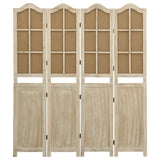 4-Panel Room Divider Brown Fabric