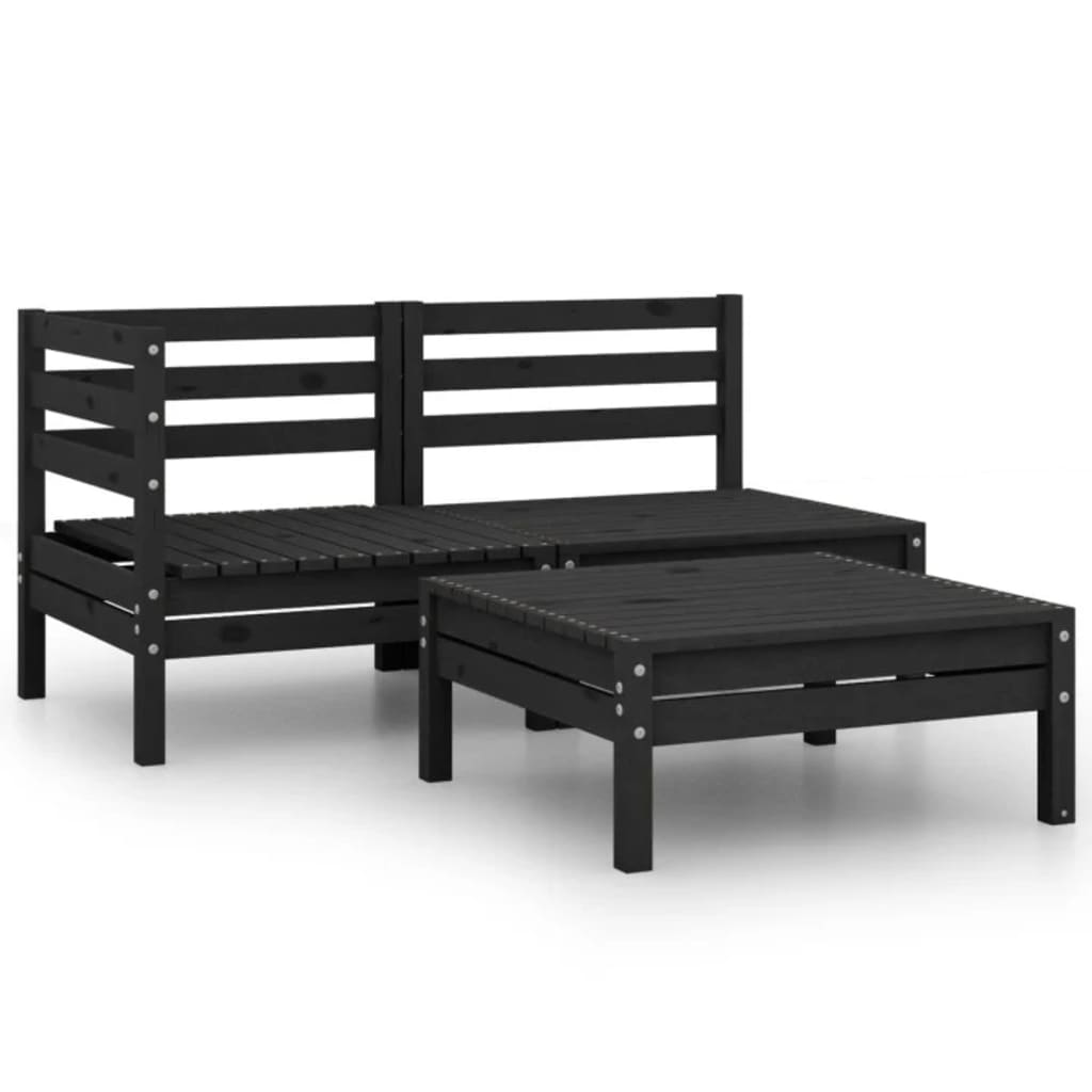 3 Piece Garden Lounge Set Solid Pinewood