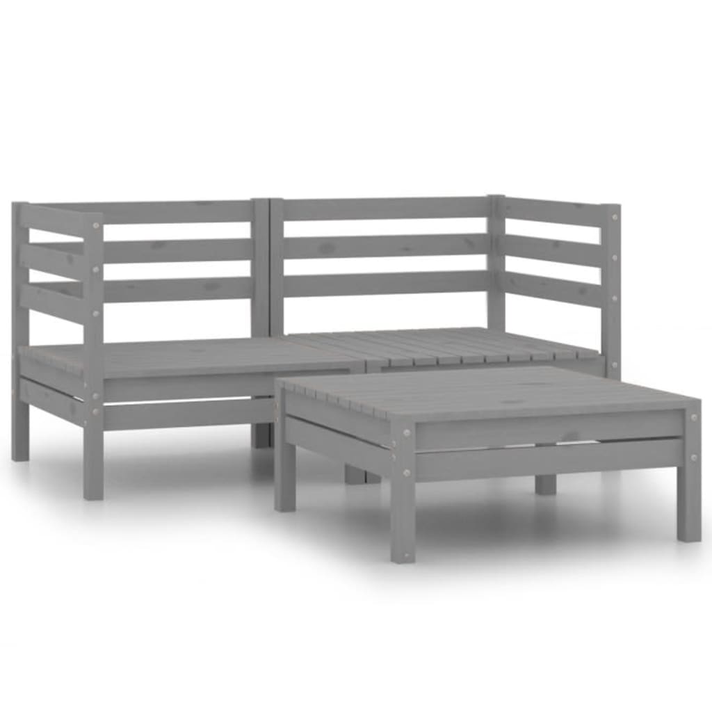 3 Piece Garden Lounge Set Solid Pinewood