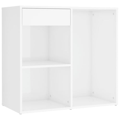 Led Dressing Table With 2 Cabinets High Gloss White Engineered Wood