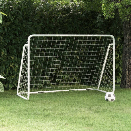 Football Goal With Net White Steel