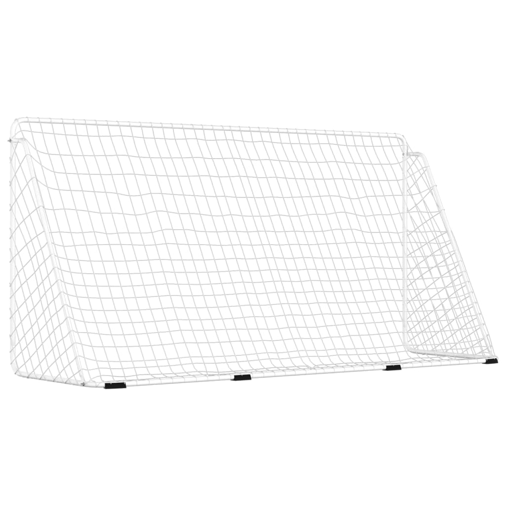 Football Goal With Net White Steel