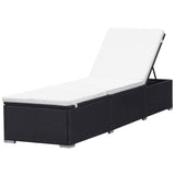Sun Lounger With Cream White Cushion Poly Rattan