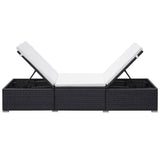 Sun Lounger With Cream White Cushion Poly Rattan
