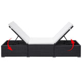 Sun Lounger With Cream White Cushion Poly Rattan