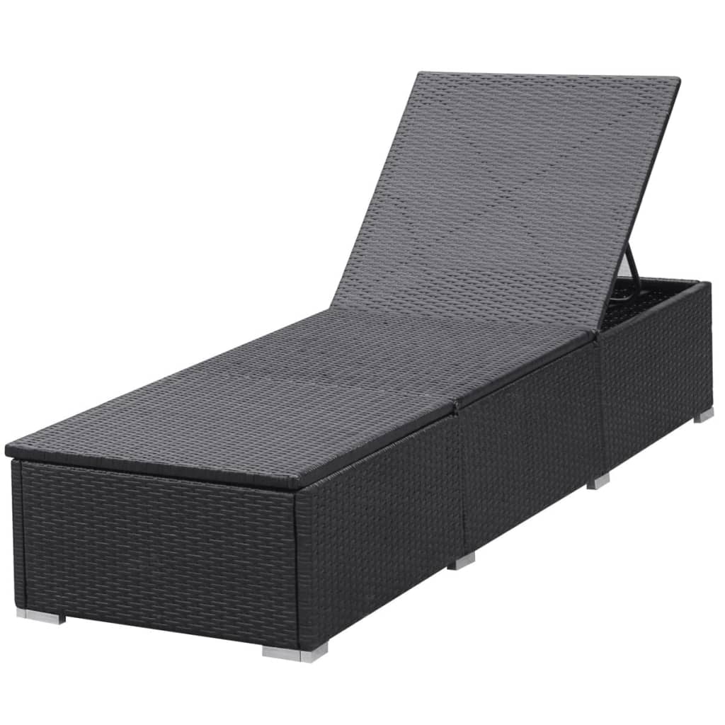 Sun Lounger With Cream White Cushion Poly Rattan