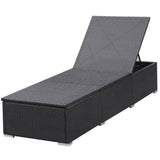 Sun Lounger With Cream White Cushion Poly Rattan