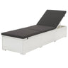 Sun Lounger With Cream White Cushion Poly Rattan