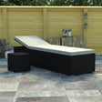 Sun Lounger With Cushion And Tea Table Poly Rattan