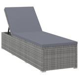Sun Lounger With Cushion And Tea Table Poly Rattan