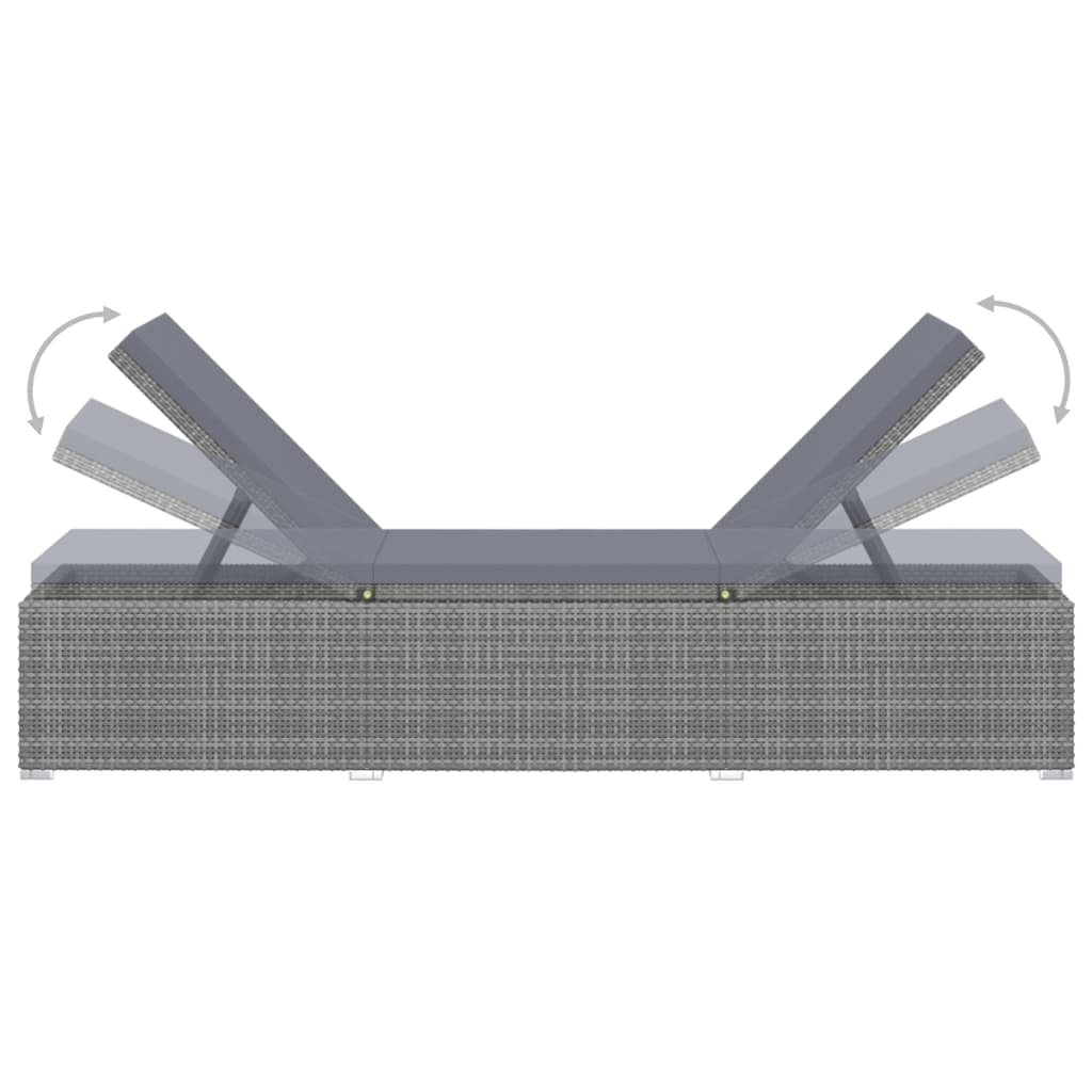 Sun Lounger With Cushion And Tea Table Poly Rattan