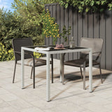 Garden Table Tempered Glass And Poly Rattan Grey