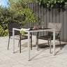 Garden Table Tempered Glass And Poly Rattan Grey