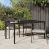 Garden Table Tempered Glass And Poly Rattan Grey