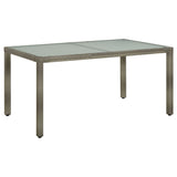 Garden Table Tempered Glass And Poly Rattan Grey