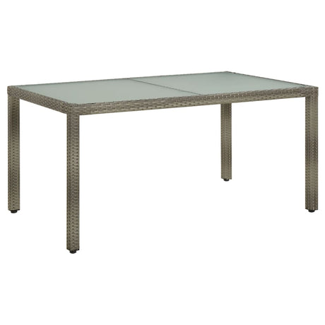 Garden Table Tempered Glass And Poly Rattan Grey
