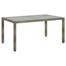 Garden Table Tempered Glass And Poly Rattan Grey