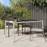 Garden Table Tempered Glass And Poly Rattan Grey