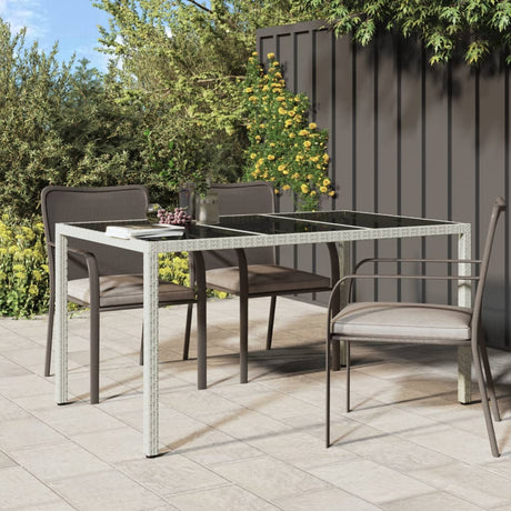 Garden Table Tempered Glass And Poly Rattan Grey