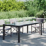 Garden Table 190X90X75 Cm Tempered Glass And Poly Rattan
