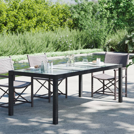 Garden Table 190X90X75 Cm Tempered Glass And Poly Rattan