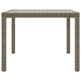 Garden Table Grey 190x90x75 cm Tempered Glass and Poly Rattan
