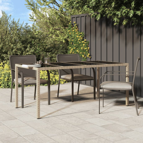 Garden Table 190X90X75 Cm Tempered Glass And Poly Rattan