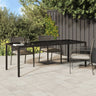 Garden Table Black 250X100X75 Cm Tempered Glass And Poly Rattan
