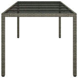 Garden Table Grey 250x100x75 cm Tempered Glass and Poly Rattan