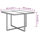 Garden Table 109X107X74 Cm Poly Rattan And Glass