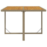 Garden Table Beige 109x107x74 cm Poly Rattan&Solid Wood Acacia