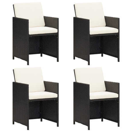 Garden Dining Chairs With Cushions 4 Pcs Poly Rattan