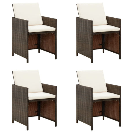 Garden Dining Chairs With Cushions 4 Pcs Poly Rattan