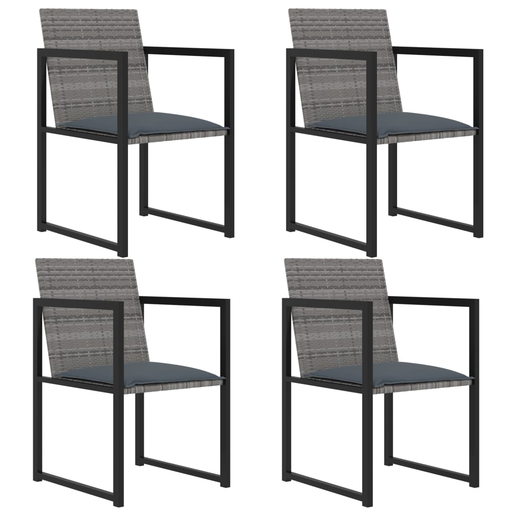 5 Piece Outdoor Dining Set With Cushions Poly Rattan Grey