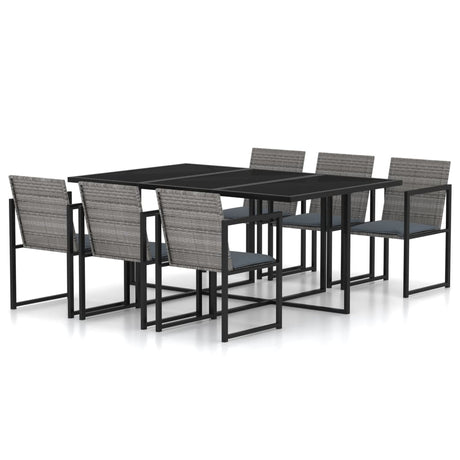 5 Piece Outdoor Dining Set With Cushions Poly Rattan Grey