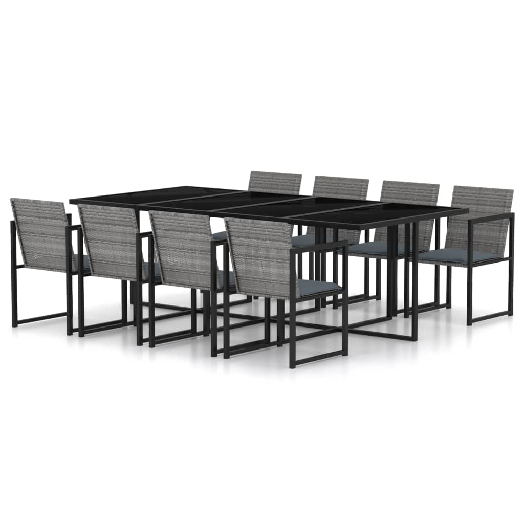 5 Piece Outdoor Dining Set With Cushions Poly Rattan Grey