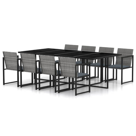 5 Piece Outdoor Dining Set With Cushions Poly Rattan Grey