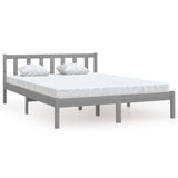 Bed Frame without Mattress Grey Solid Wood Pine King Size