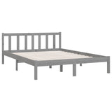 Bed Frame without Mattress Grey Solid Wood Pine King Size