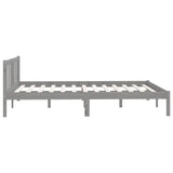 Bed Frame without Mattress Grey Solid Wood Pine King Size